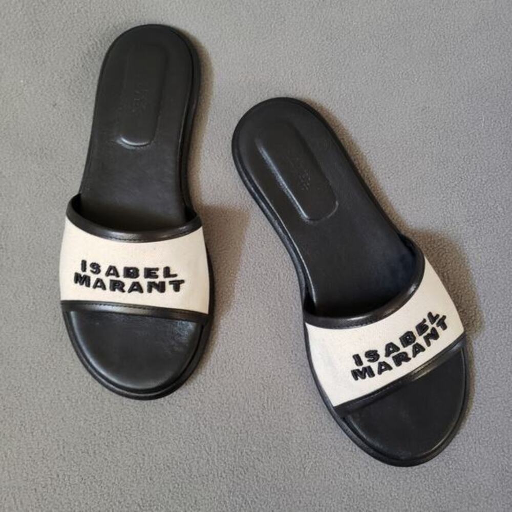 Isabel‎ Marant Vikee Slides in Ecru & Black Size 39/9 Casual Designer - Picture 2 of 16